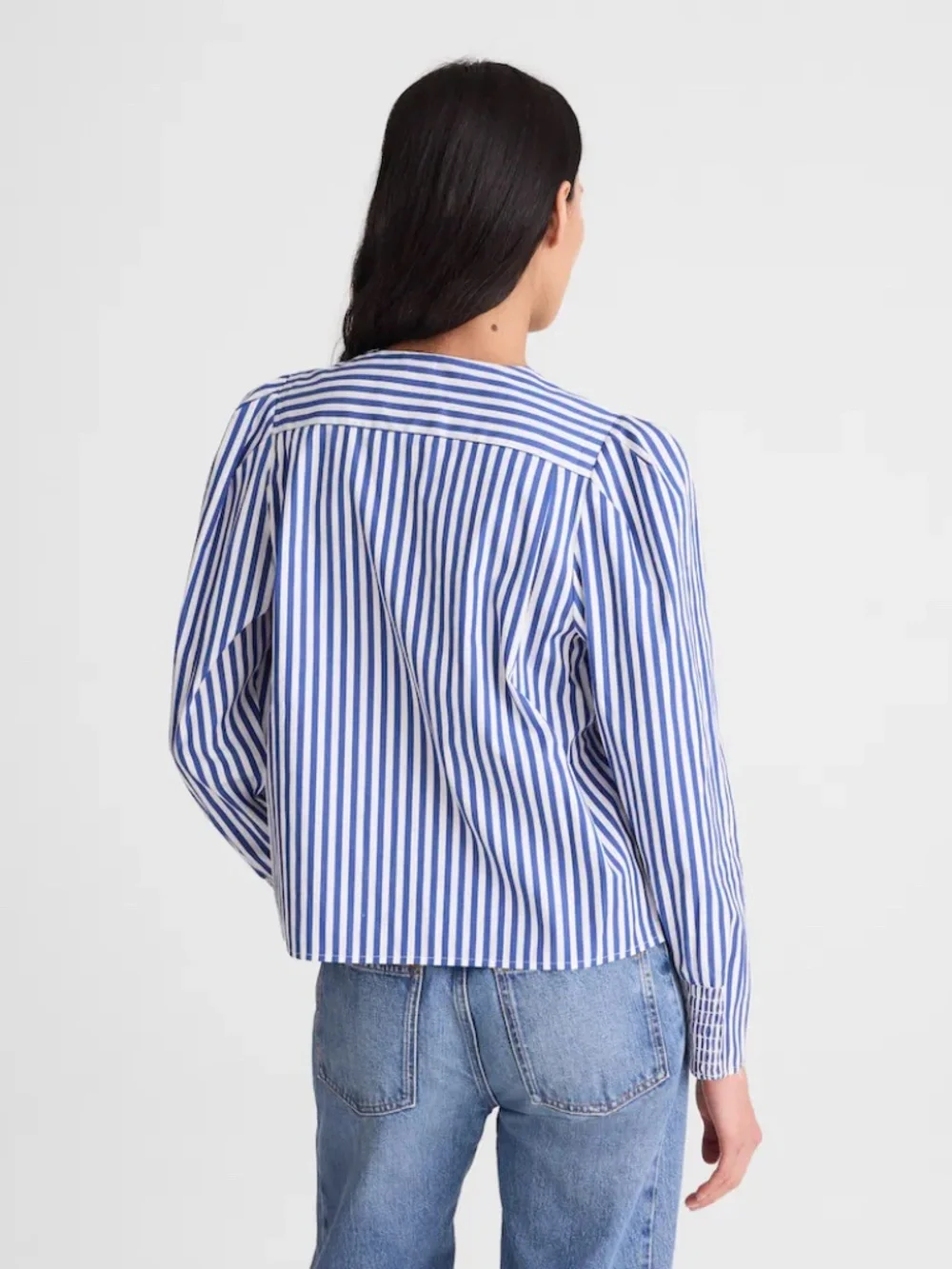 BNWT NEW Women's Madewell Stacked-Button V-Neck Striped Shirt in Poplin X-LARGE!